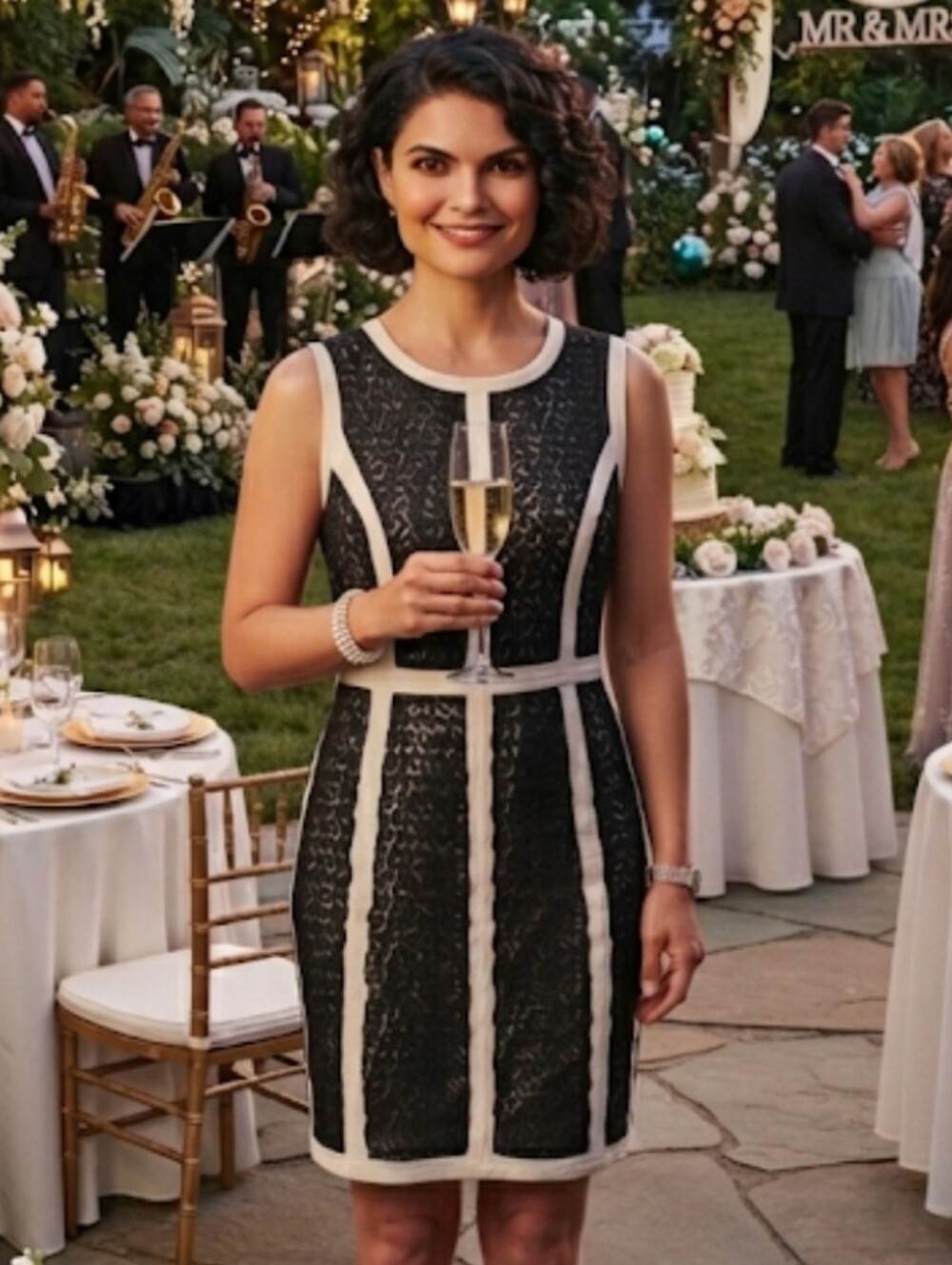 Gianni Bini Black and White Midi Dress